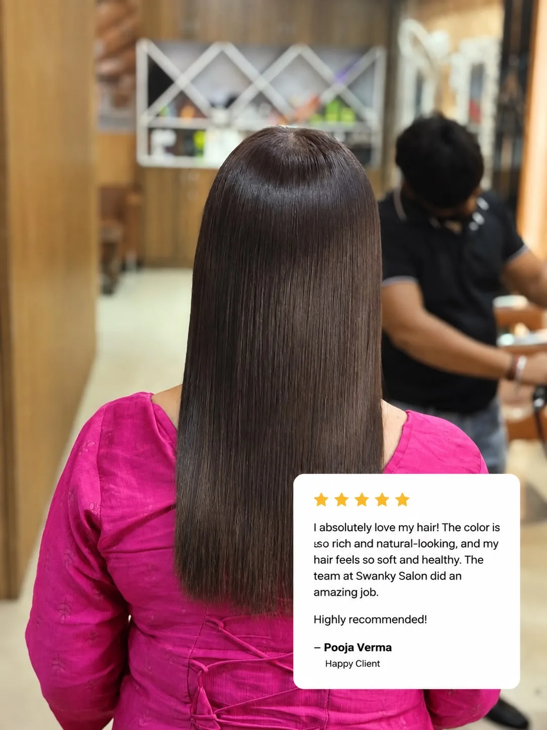 Hair straightening and colour result, client review