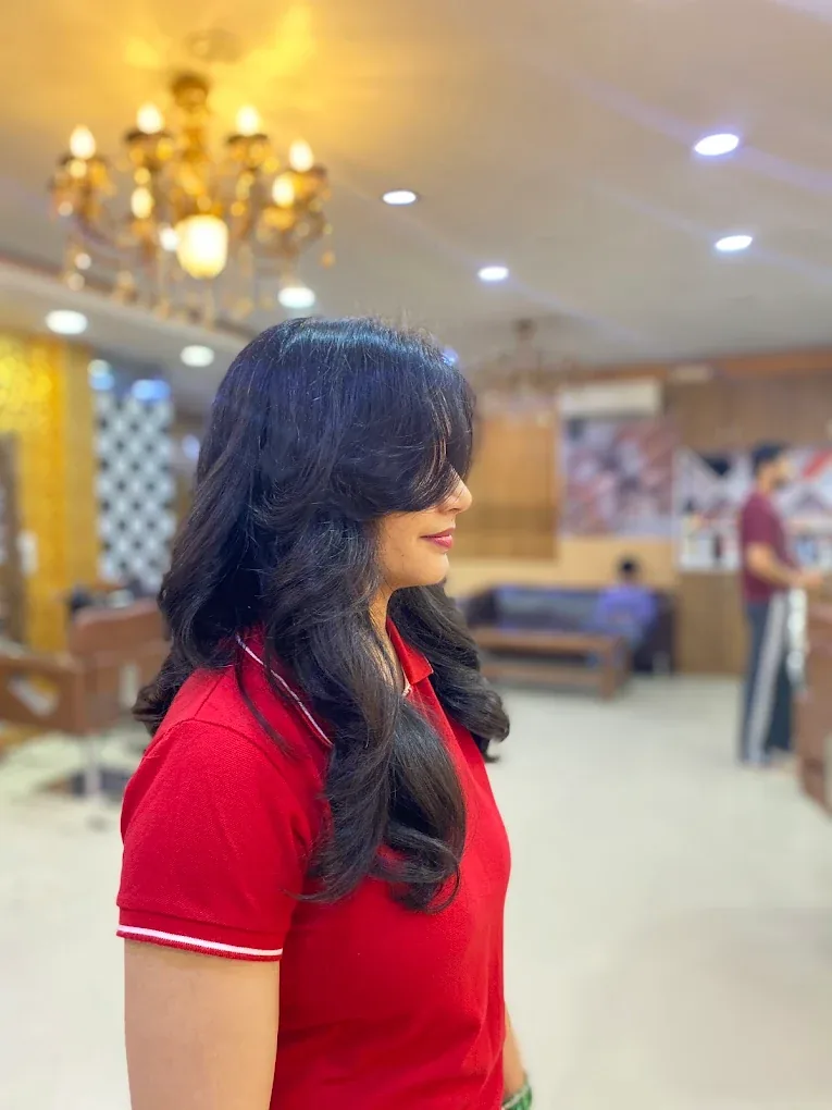 Layered hair styling at the salon